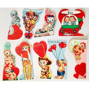 Lot of 9 Different Vintage Valentine Cards Valentine's Day 1950s Original USA